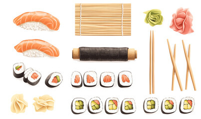Japanese food illustrator on white background