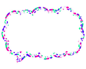 ステンドグラス風吹き出し　三角形模様　細長い雲形