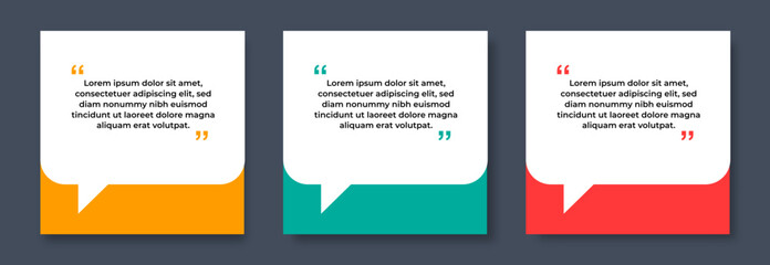 Quote bubble banners, infographics. Editable social media post templates. Colorful speech bubble design. Vector illustration