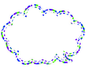 ステンドグラス風吹き出し　三角形模様　丸みのある雲形