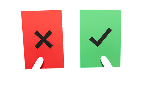 Red X Green Check Mark: Decision Making Stock Photo on Transparent  background