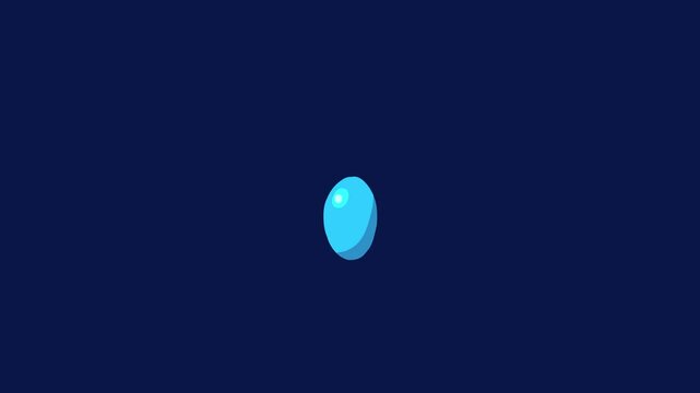 Ball bounce cartoon animation isolated flat blue version. Cute toy liquid behaviour play up and down on dark background. Animated element good for any project 4k video movie seamless loop.