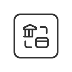 Bank and Credit Card Icon – Financial Institution Linked with Payment Method