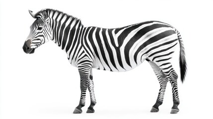 Obraz premium A zebra standing with black and white stripes, isolated on white