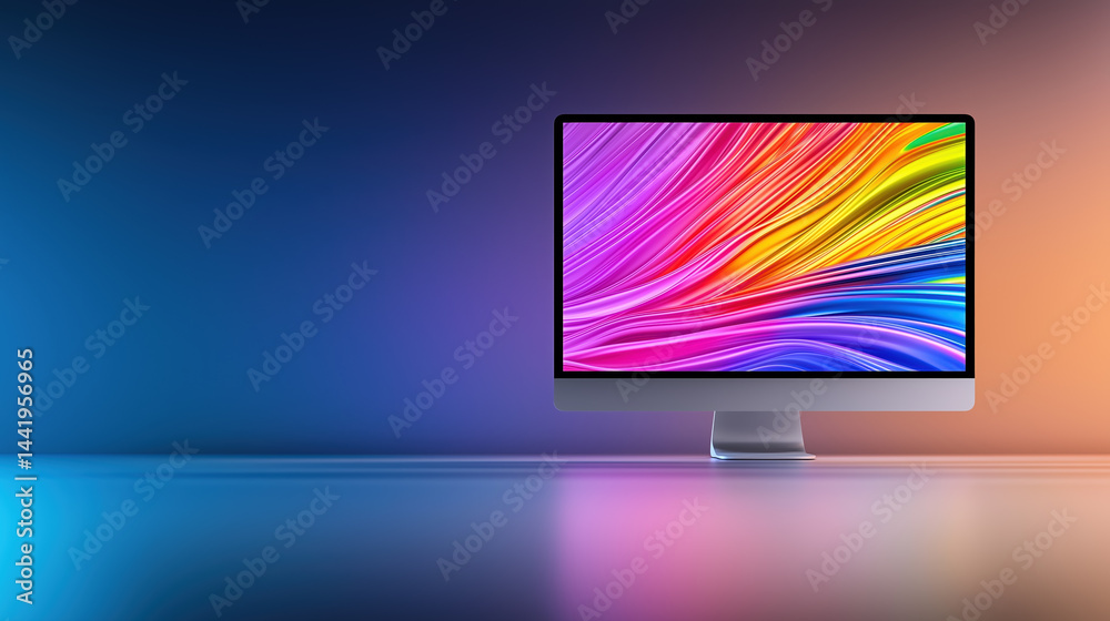 Poster vibrant computer display with a colorful abstract design