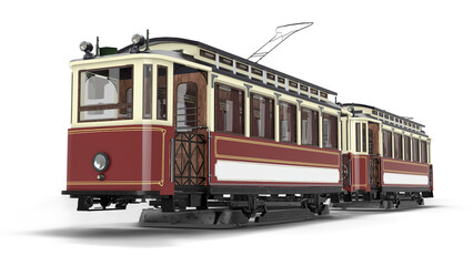 Naklejka premium Vintage tram 3D rendering 