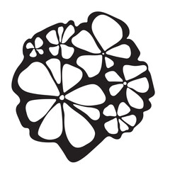 Flowers. Vector monochrome illustration of stylized blooming flowers isolated on white background.4000x4000