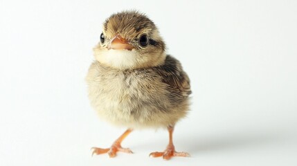 Fototapeta premium A baby bird standing with tiny feet, isolated on white