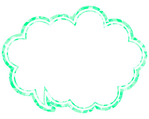 ステンドグラス風吹き出し　三角形模様　丸みのある雲形