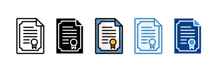 Certificate Icon Set Multiple Style Collection