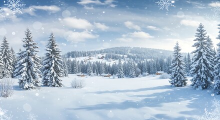 Fototapeta premium Winter's Embrace: Crystal Silence AI Generated