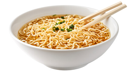 Cooked ramen noodles in white ceramic bowl, isolated ramen PNG, textured yellow ramen noodles, Asian comfort food, ramen close-up

