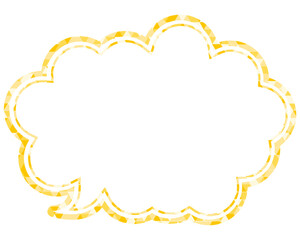 ステンドグラス風吹き出し　三角形模様　丸みのある雲形