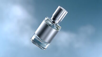 luxurious perfume bottle floating in a dreamy gradient background, high-end product photography, elegant design, soft glow, artistic reflections, beauty aesthetic, cinematic presentation, premium