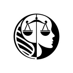 Law and Consulting Branding Logo Transparent Background Scales of Justice Circle Emblem Navy and Silver Typography Minimal Serif Vector Style