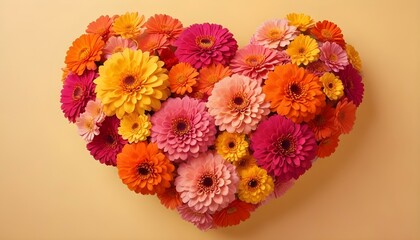 Fototapeta premium A beautiful heart made of vibrant gerbera daisies, perfect for expressing love and joy.