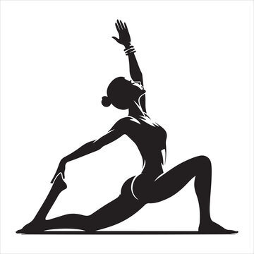 A singel parson  clear workout silhouette yoga pose, and Graphic, vector black color silhouette 