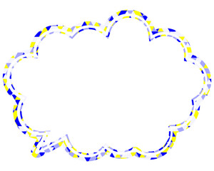 ステンドグラス風吹き出し　三角形模様　丸みのある雲形