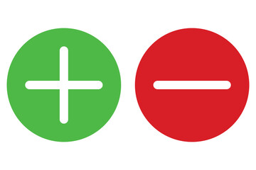 Plus, minus icon vector set. Plus and minus or add and subtract flat icons. Add tab icon. Red Cancel symbol. Plus and minus for app and web. vector illustration. 