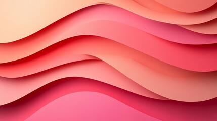 Abstract Coral and Peach Paper Cut Background, Layered Wave Pattern Design, Modern Art Style