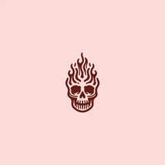 Flaming Skull Logo – Bold flaming skull designed with dramatic lines and fiery details.