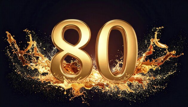 Golden 80th Anniversary Celebration with Sparkling Effects