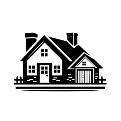 Fototapeta premium Minimalist Black & White House Illustration, Logo, Real Estate