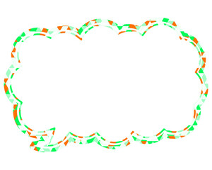 ステンドグラス風吹き出し　三角形模様　細長い雲形