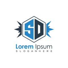 Fototapeta premium Modern Latter Luxury Monogram Logo with Royal Crown and Polygon Frame 