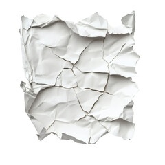 Fototapeta premium A close-up view of crumpled, cracked white paper, emphasizing the texture and pattern created by the folds and cracks.