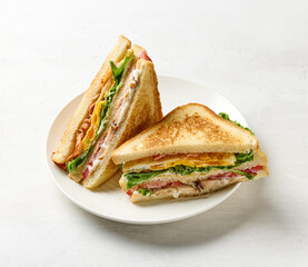 club sandwich on white plate
