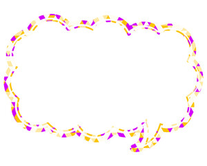 ステンドグラス風吹き出し　三角形模様　細長い雲形