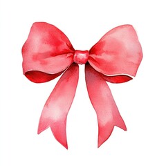 Elegant red bow in watercolor style isolated on white background for holiday decor and gift wrapping inspiration