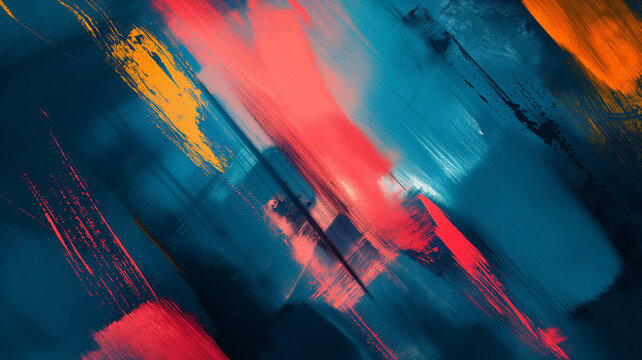 Artistic corporate canvas with bold brush stroke textures and deliberate color clashes for expressive brand visuals and headers