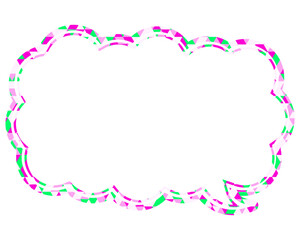 ステンドグラス風吹き出し　三角形模様　細長い雲形