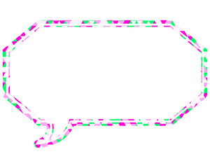 ステンドグラス風吹き出し　三角形模様　細長い八角形