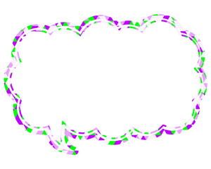 ステンドグラス風吹き出し　三角形模様　細長い雲形