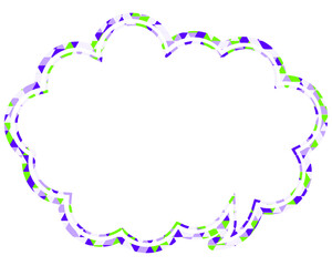 ステンドグラス風吹き出し　三角形模様　丸みのある雲形