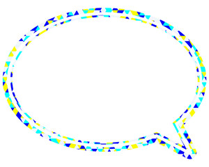 ステンドグラス風吹き出し　三角形模様　丸形