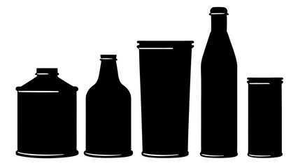 Silhouettes of Diverse Bottles and Containers for Packaging Design