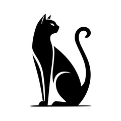 Cat creative side view black vector design, silhouette