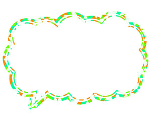ステンドグラス風吹き出し　三角形模様　細長い雲形