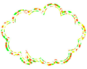 ステンドグラス風吹き出し　三角形模様　丸みのある雲形