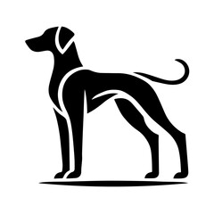 Creative dog side view black vector design, silhouette