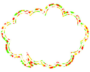 ステンドグラス風吹き出し　三角形模様　丸みのある雲形