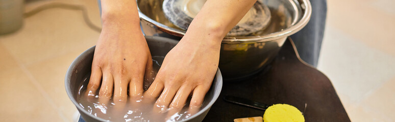 Crafting handmade pottery in a vibrant studio filled with artistic energy and creativity