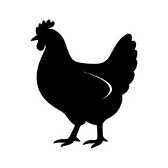 Hen side view black vector design, silhouette