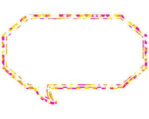 ステンドグラス風吹き出し　三角形模様　細長い八角形