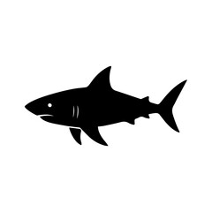 Shark side view black vector design, silhouette