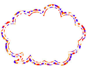 ステンドグラス風吹き出し　三角形模様　丸みのある雲形